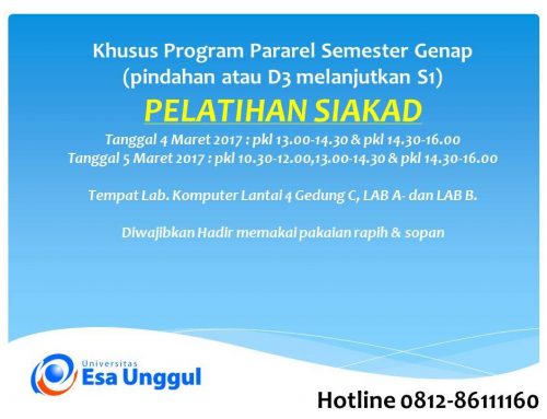 Pelatihan SIAKAD Program Paralel Universitas Esa Unggul